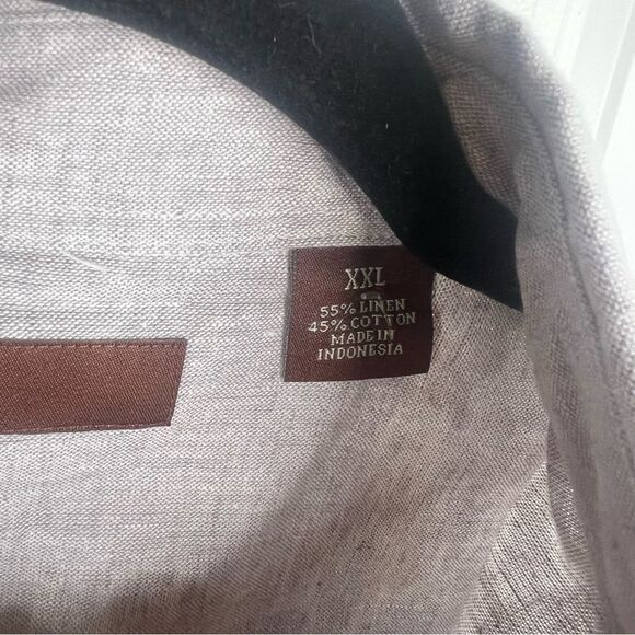 Sz XXL Perry Ellis Linen Cotton Blend Short Sleeve Button Up shirt $79 MSRP NWT - Picture 7 of 11
